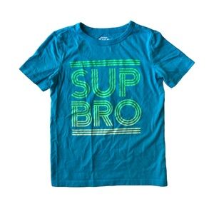 OshKosh B'gosh Teal T-Shirt With “SUP BRO” In Green Lettering